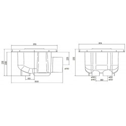 Fenékürítő betonos Aquamax 250 x 250mm D63/75 ragasztós csatlakozóval