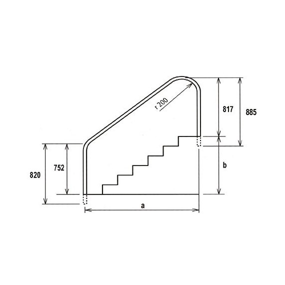 Korlát, 915 x 1524mm AISI316