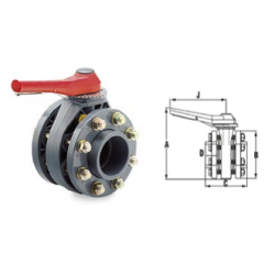 Pillangószelep karimákkal D140