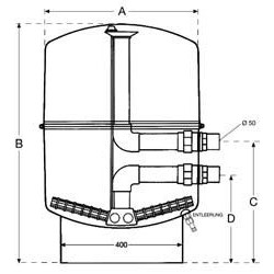 EUROPA középen osztott üvegszál erősítéses PP tartály D400 szelep nélül